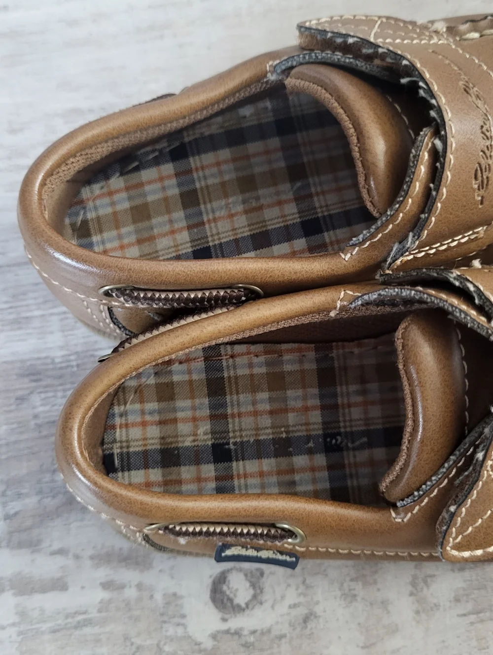 Eddie Bauer Toddler Boy Velcro Boat Dress Shoes Brown Farmer Old Money Church